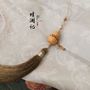 自逍遥。原创设计925银镀金老山檀葫芦流苏扇坠挂件笛坠箫坠剑穗