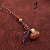 顺意 包挂扇坠压襟链子 原创设计925银镀金手机坠挂件国风新中式