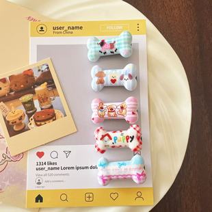 可爱卡通小狗骨头发夹儿童甜美发饰头饰童趣造型夹多巴胺主题小众