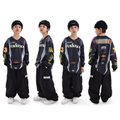 街舞儿童潮服表演出服酷帅球衣长袖 少儿hiphop嘻哈男童街舞服套装