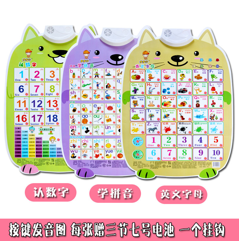 儿童读音挂图点读机婴儿宝宝学字图全套学认字挂图有声3-6岁挂墙