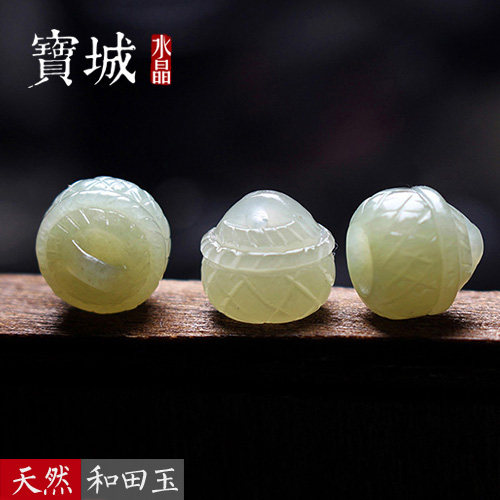 天然青海和田玉红绳编织饰品配件