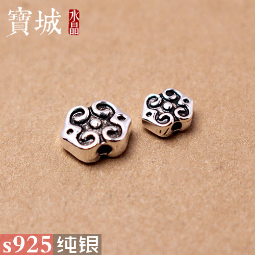 diy纯银复古水晶佛珠手串背云