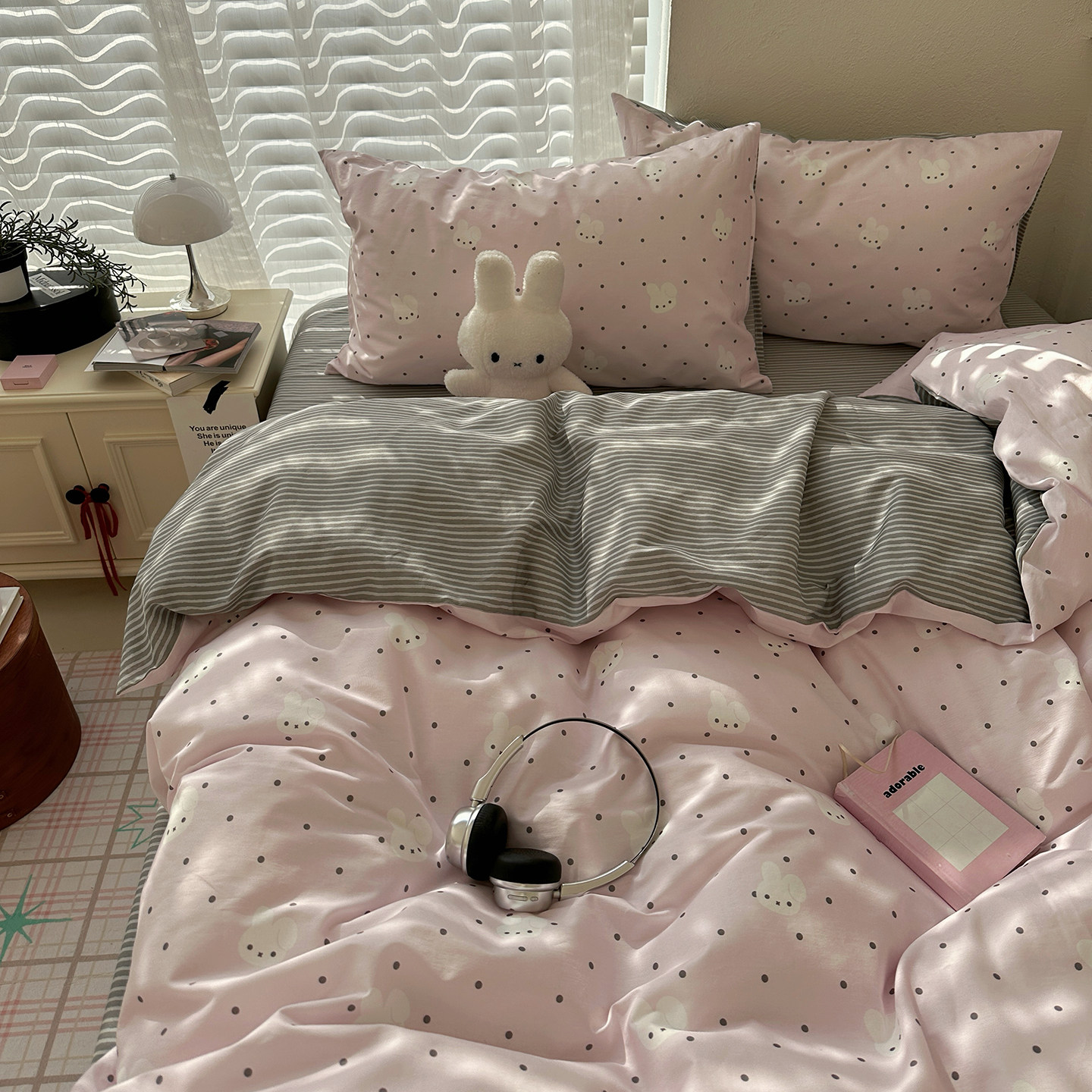 晚安猫INS风纯棉印花四件套学生宿舍亲肤少女三件套床品