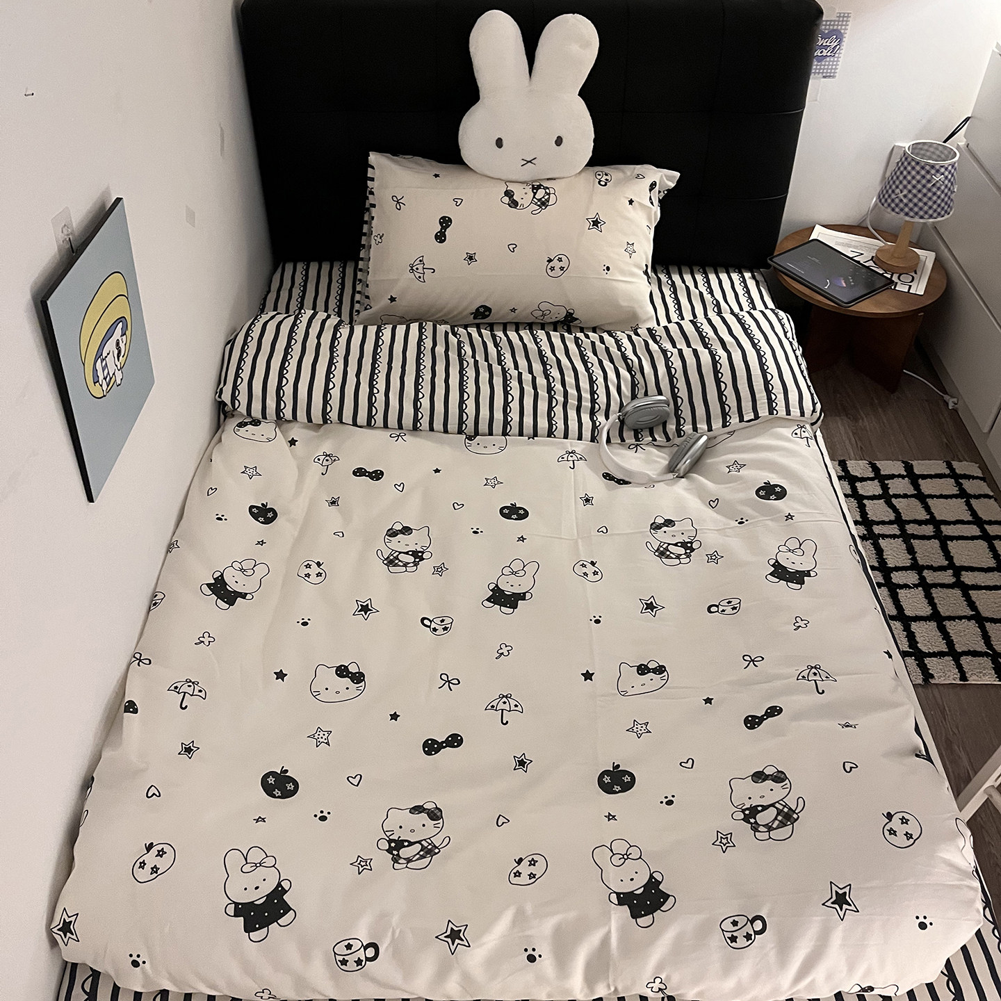 晚安猫小清新纯棉小猫系列四件套全棉床笠床单宿舍三件套被套床品