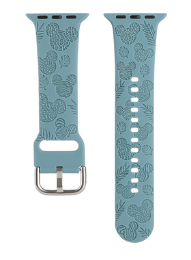 适用苹果iwatch硅胶表带applewatch876543SE粉色压纹树叶米奇表带