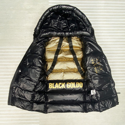 儿童羽绒服中长款冬季加厚男女童中大童黑色金标字母连帽外韩版套