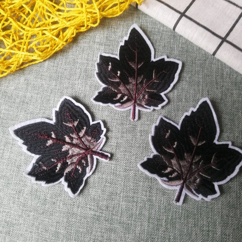 刺绣树叶补丁贴破洞衣服装饰绣花布贴缝补装饰裤子秒变新衣