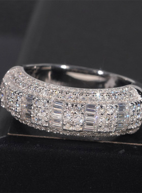 S925银镶D色VVS莫桑石圈戒