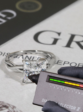 S925银镶莫桑钻4ct公主方女戒