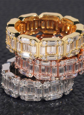 925银镶D色VVS莫桑石戒指可刻