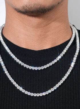 316L不锈钢镶D色莫桑钻网球链