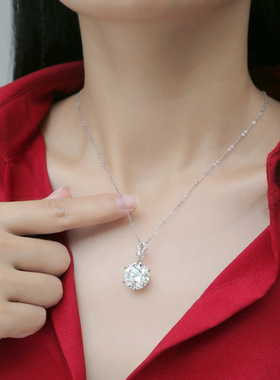 S925银莫桑钻D色10克拉锁骨链