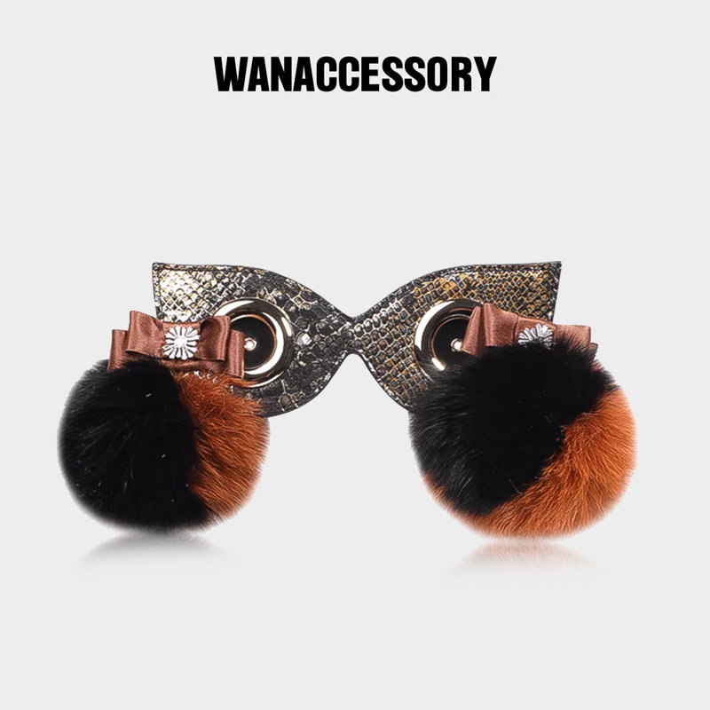 WANACCESSORY万蔻2023毛球浣熊面具猫头鹰换脸包配件配饰眼睛 - 实物图