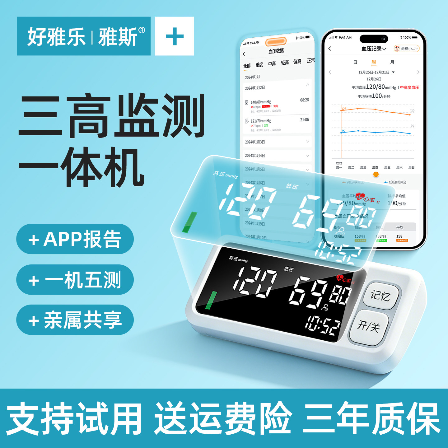 【三高监测一体机】高精准全自动