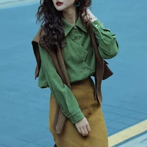 春春季2026新款港风复古感小洋装御姐风衬衫连衣裙两件套装女