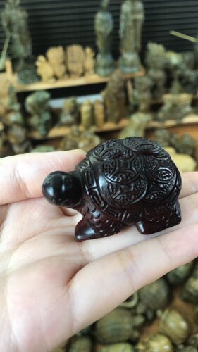 保真印度小叶紫檀高油密二膘料湘工金钱龟手把摆件挂饰挂件饰品
