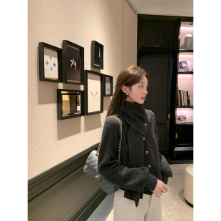 上衣 自带围巾针织复古高配浣熊绒毛衣冬季 cchen陈陈 富士山下