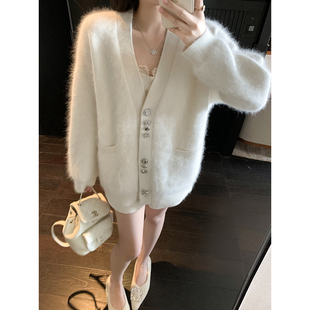 cchen陈陈 慵懒风狐狸绒羊毛多扣毛衣秋冬保暖上衣女 温暖大被子