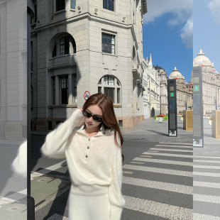 针织衫 全羊毛拉绒翻领毛衣秋冬宽松长袖 上衣 暮光之城 cchen陈陈