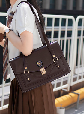 呜咚小铺原创校供感包包女jk制服包公文百搭手提通勤【小松岛】
