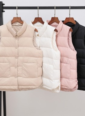 轻薄羽绒马甲女短款2025秋冬新款韩版宽松外穿羽绒服背心坎肩马夹