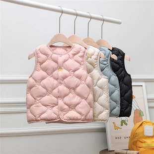 儿童内胆羽绒马甲男童女童宝宝轻便背心大童校服内搭90白鸭绒外套