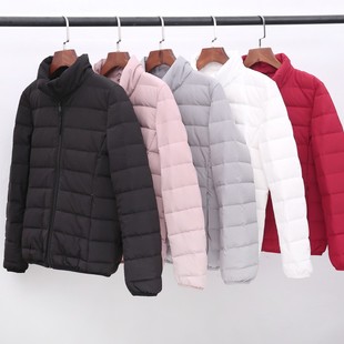 2025秋冬新款轻薄羽绒服女短款立领大码外穿90白鸭绒轻便保暖外套