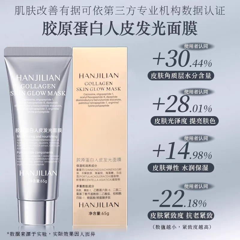 胶原蛋白人皮发光面膜涂抹抗皱淡纹提拉紧致保湿补水提亮肤色A