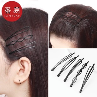 发夹 黑色侧边刘海发卡后脑勺碎发整理头饰盘发 一字夹A1pq801