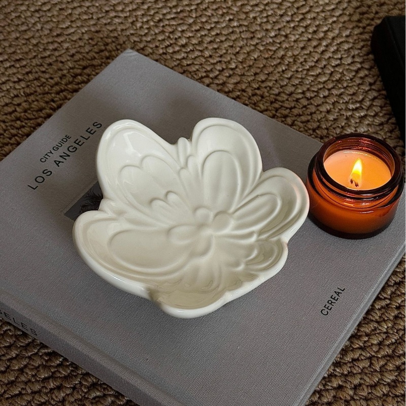 复古陶瓷香皂盒洗漱台皂碟花瓣家用浴室肥皂盘卫生间收纳香薰摆件