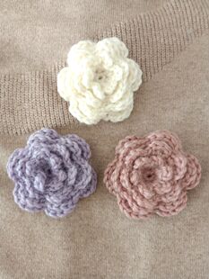 手钩毛线花针织羊毛衣装饰手工编织玫瑰花服装辅料钩花配件8cm