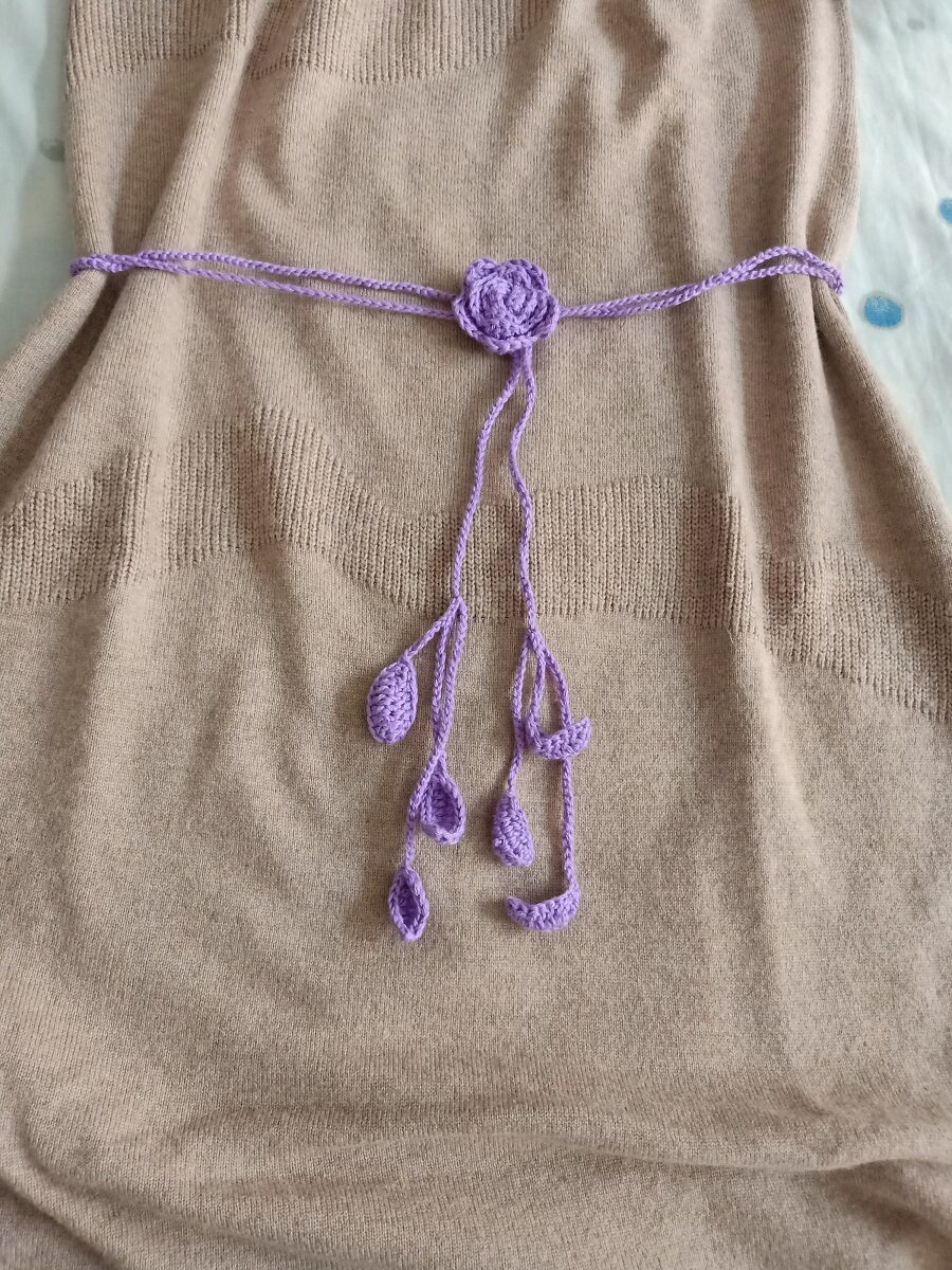 手钩毛线花朵腰带羊绒玫瑰花腰绳服装装饰配件
