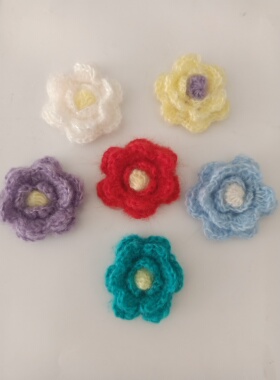 毛线花朵配件马海毛玫瑰花饰品