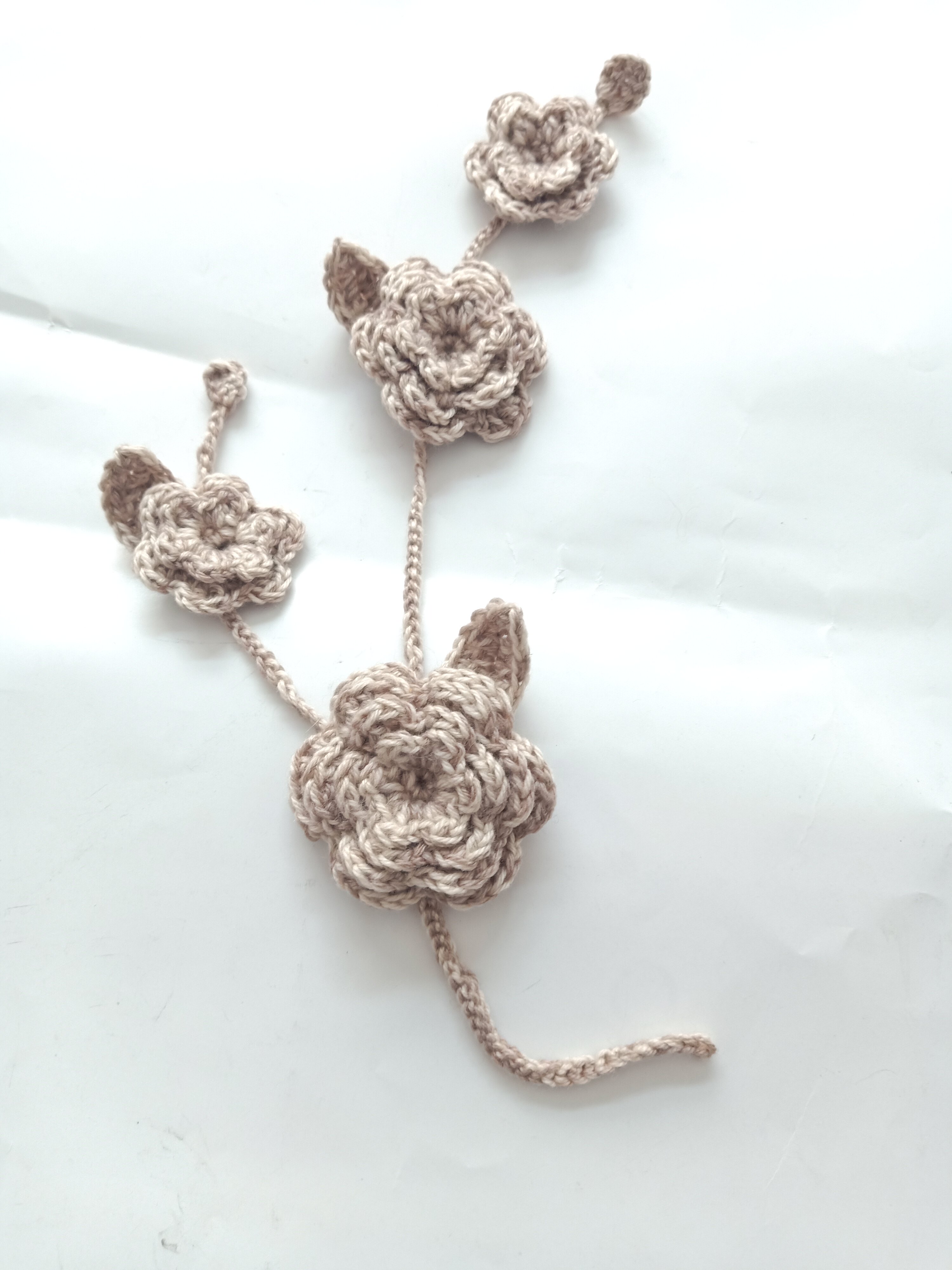羊绒毛线花朵手钩花针织毛衣裙子羊毛衫配件辅料针织树枝树叶套件