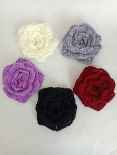 毛线花朵胸针手工编织玫瑰大花胸花山茶花服装饰品配件8cm