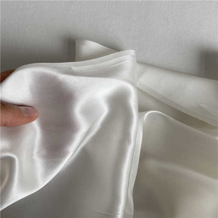 白色桑蚕丝零料布头真丝面料米白色弹力缎真丝缎素绉缎夏季布料