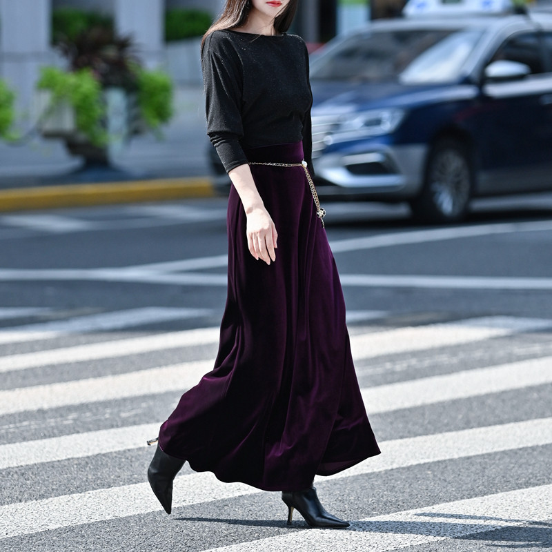 2025秋冬新款进口金丝绒原创高阶半裙长款鱼尾摆松紧腰长女士半裙,女装/女士精品,半身裙,淘宝优惠券,粉丝福利购,淘宝优惠卷