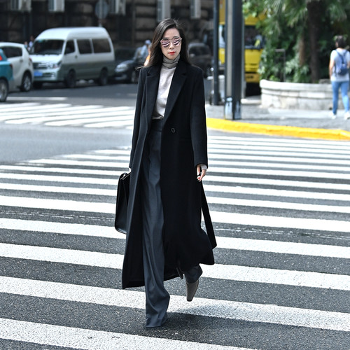 高个子加长羊绒羊毛大衣女外套