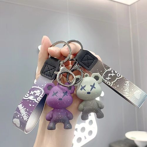暴力熊钥匙扣挂件礼物女情侣小熊包包挂饰汽车钥匙链摩托车小饰品