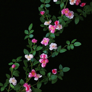 饰花藤缠绕遮挡 仿真玫瑰花藤蔷薇花藤蔓假花花藤条空调管道缠绕装