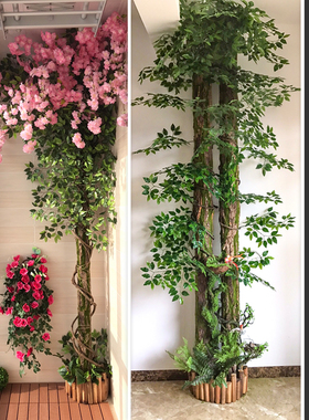 仿真假树皮管道装饰包柱子消防下水管遮挡美化创意室内阳台人造景