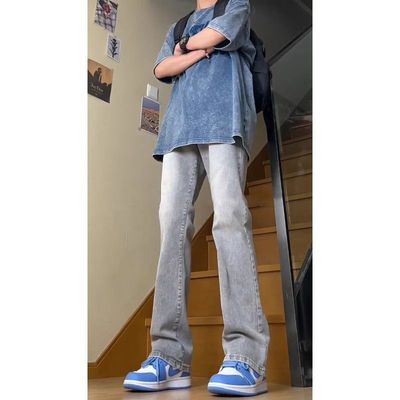 美式裤子窄版直筒垂感微喇长裤