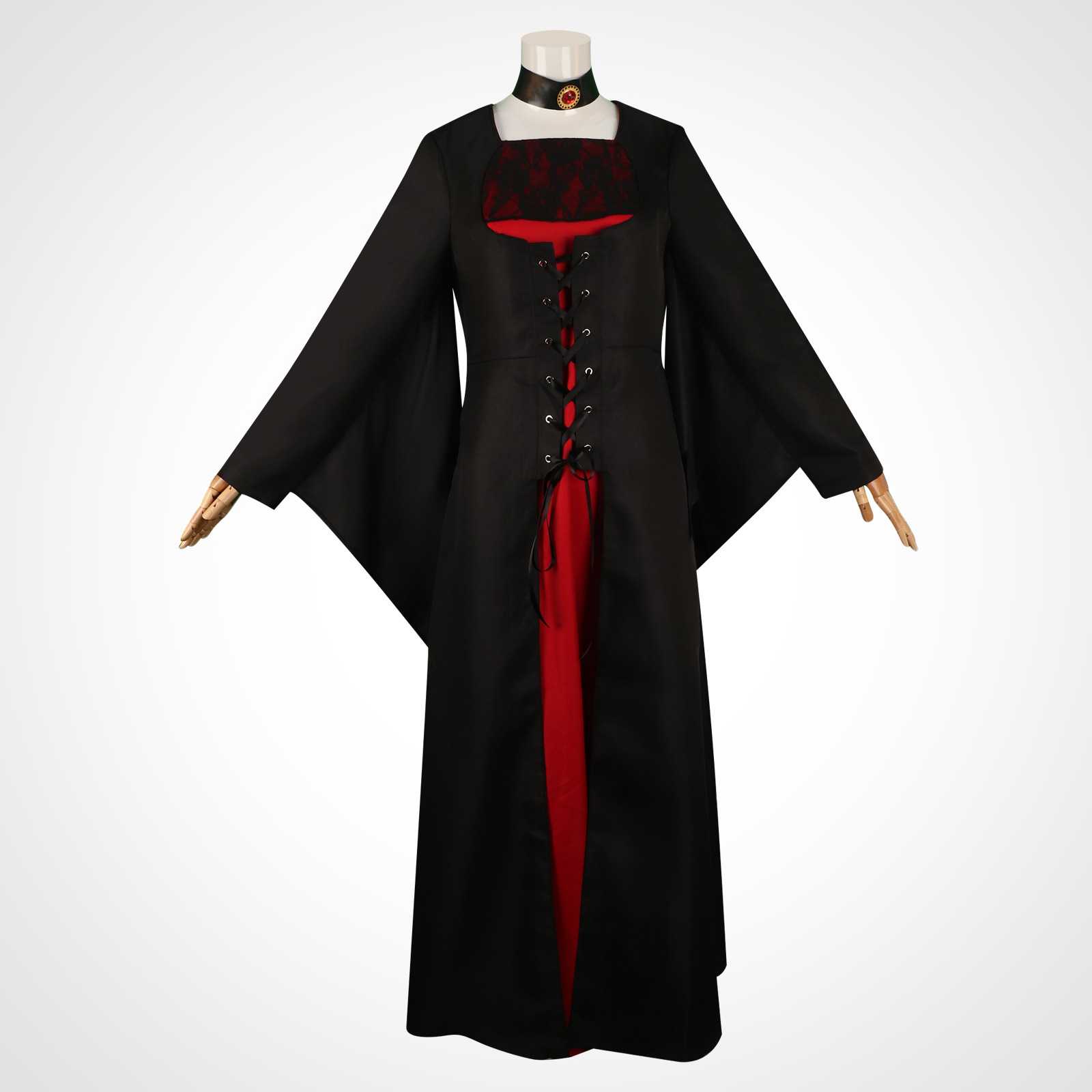 中世纪黑红长裙cos服装女巫恶魔吸血鬼神秘女装自设私设cosplay