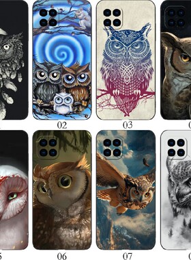 卡通猫头鹰 适用 OPPO A92/A53 5G/Reno4 SE/A72/A15/A35/realme/V13/V3/V11/V11S/Q3/Q3i/iPhone/viv手机壳