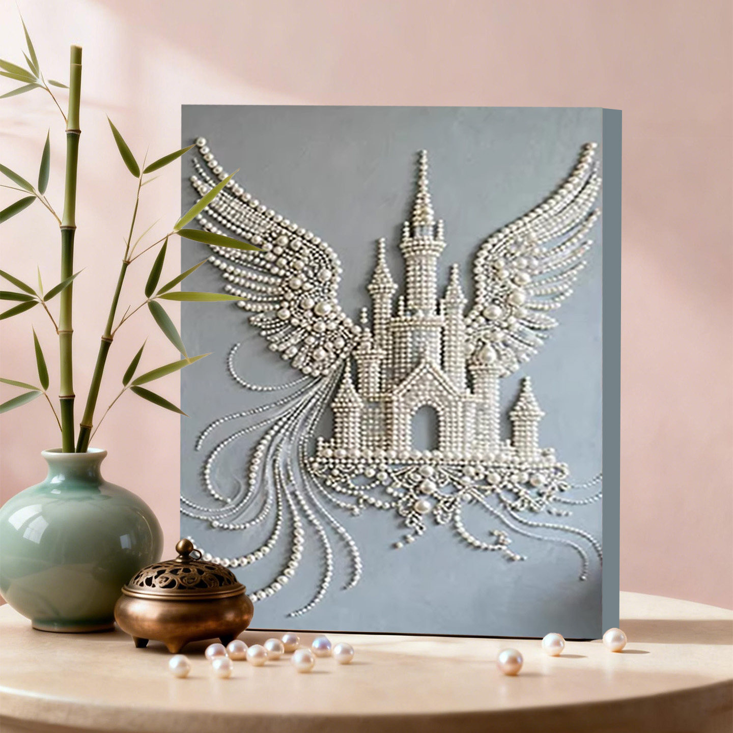 浮岛遗梦 2026新款DIY珍珠画新中式手工制作立体客厅装饰