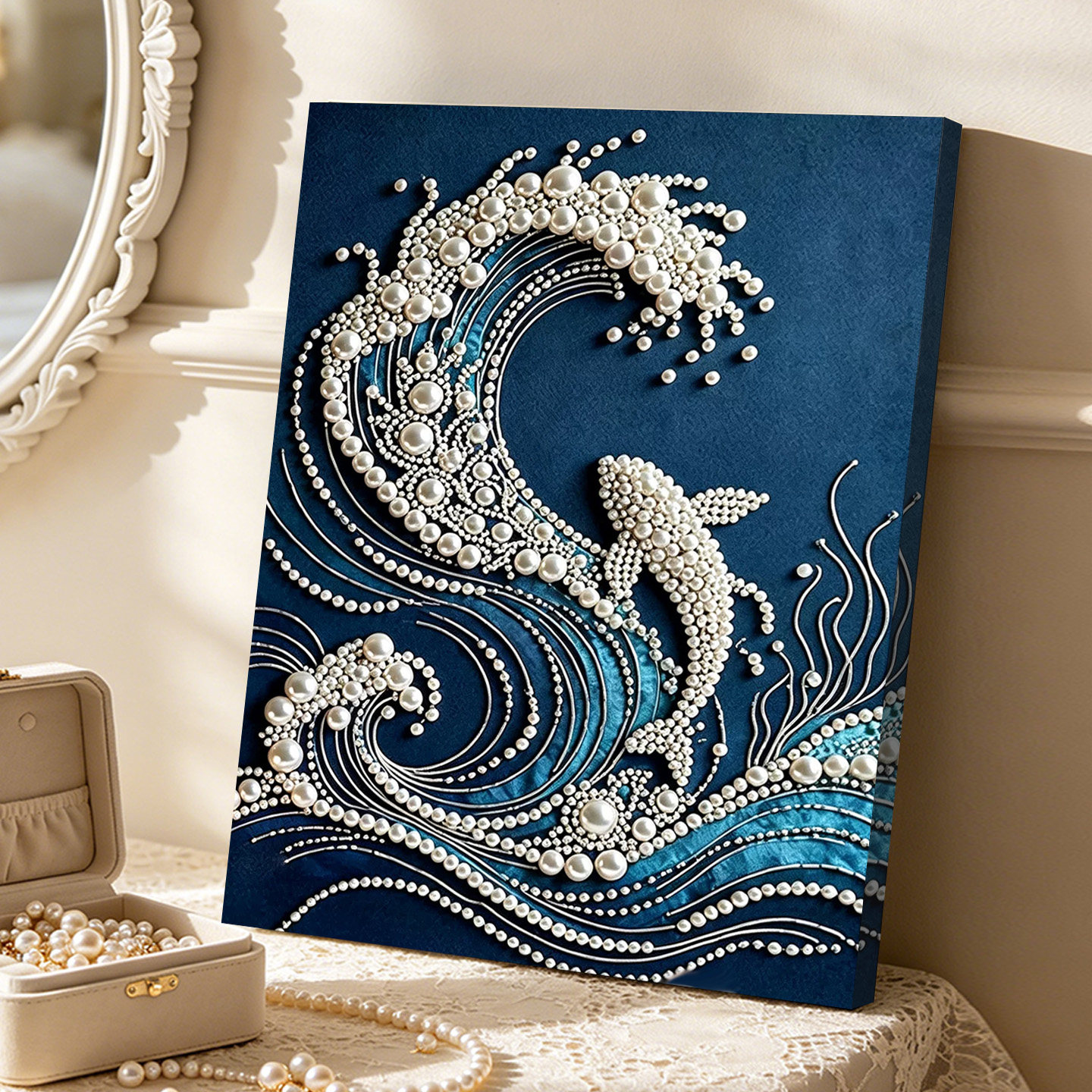 海豚海浪2026新款DIY珍珠画手工制作立体客厅钻石画高级装饰品