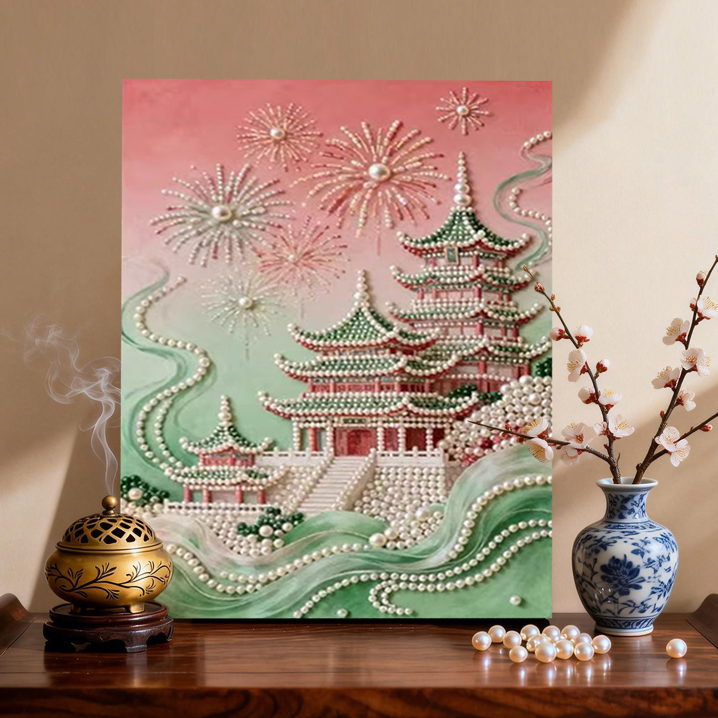 碧落华 2026新款DIY珍珠画新中式手工制作立体客厅装饰