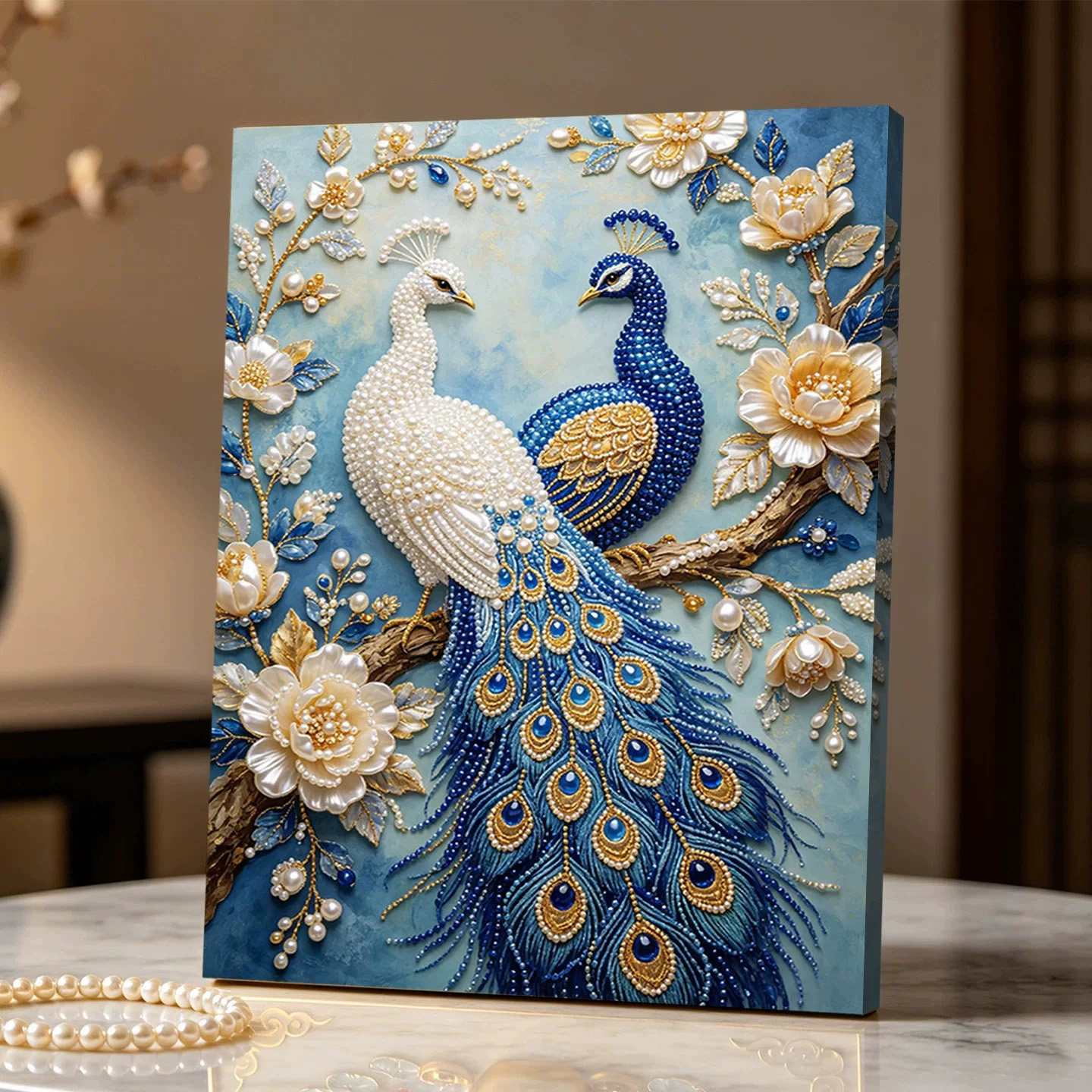 双雀呈祥2026新款DIY珍珠画手工制作立体客厅钻石画高级装饰品