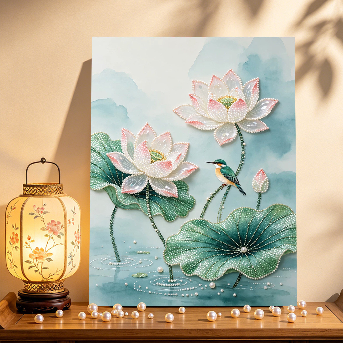 荷间翠鸟2026新款DIY珍珠画手工制作立体客厅钻石画高级装饰品